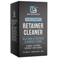 M3 Naturals Retainer Cleanser Tablets bottle with 120 tablets