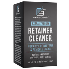 Bottle of M3 Naturals Retainer Cleanser Tablets with 60 tablets