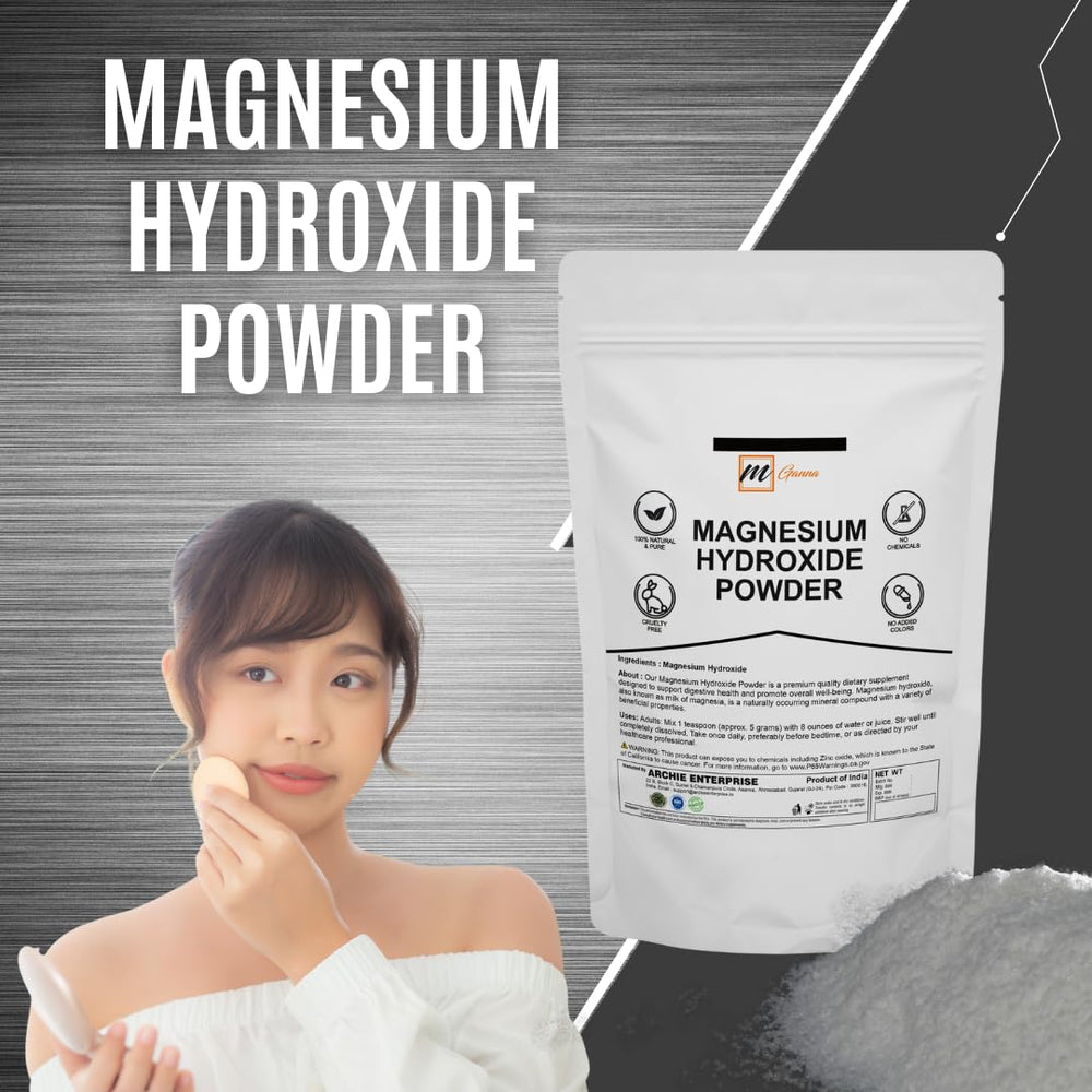 Lifestyle scene featuring mGanna Magnesium Hydroxide Powder product
