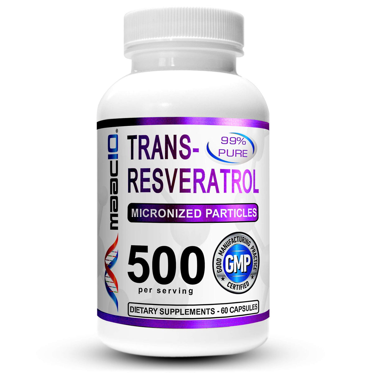 Maac10 Trans-Resveratrol 500mg supplement bottle