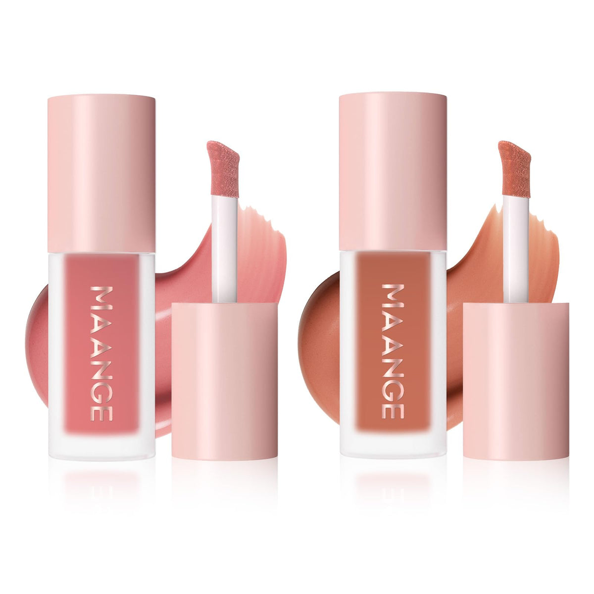 MAANGE Liquid Blush duo-pack close-up showing easy blending and shade pairings.