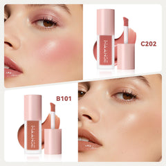 MAANGE Liquid Blush on cheeks and eyes for cohesive monochrome look