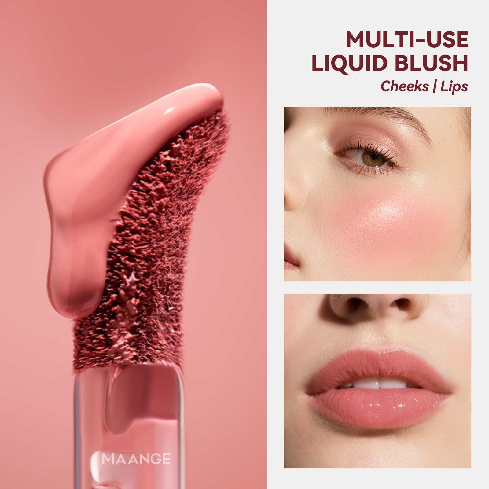 MAANGE Liquid Blush kiss-proof color remains vibrant throughout day