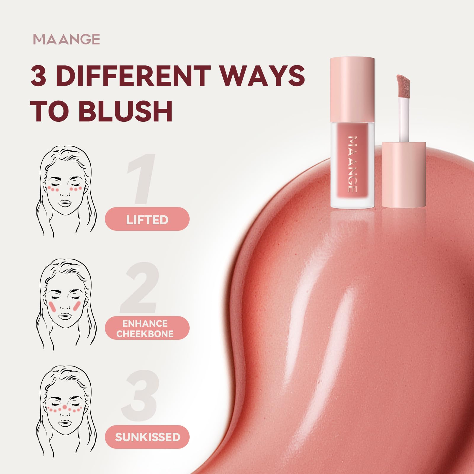 MAANGE Liquid Blush long-wear test showing transfer resistance.