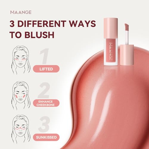 MAANGE Liquid Blush swirl application on cheek for seamless blend