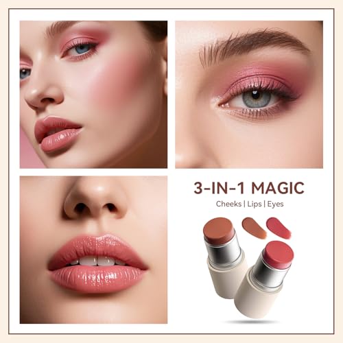 MAANGE Blush Stick as lip color for quick, cohesive lip look