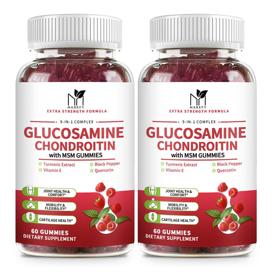 MABEFY 2 Pack Glucosamine Chondroitin Gummies Raspberry bottle front