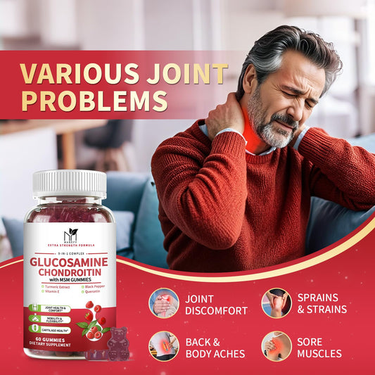 MABEFY 2 Pack Glucosamine Chondroitin Gummies Raspberry packaging