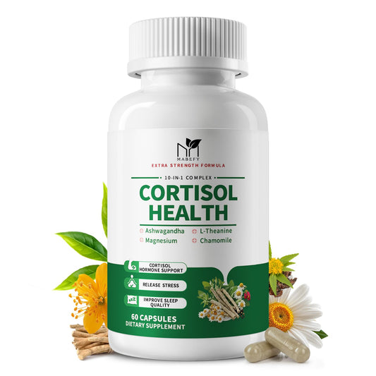 MABEFY Cortisol Support bottle with capsules on white background