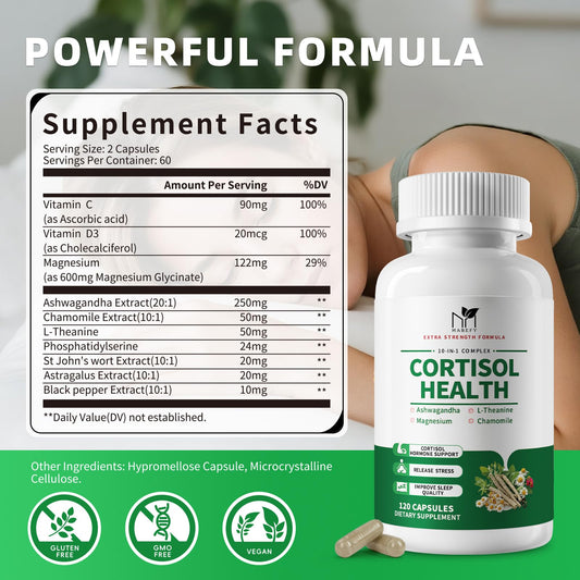 Close-up of the MABEFY Cortisol Support label