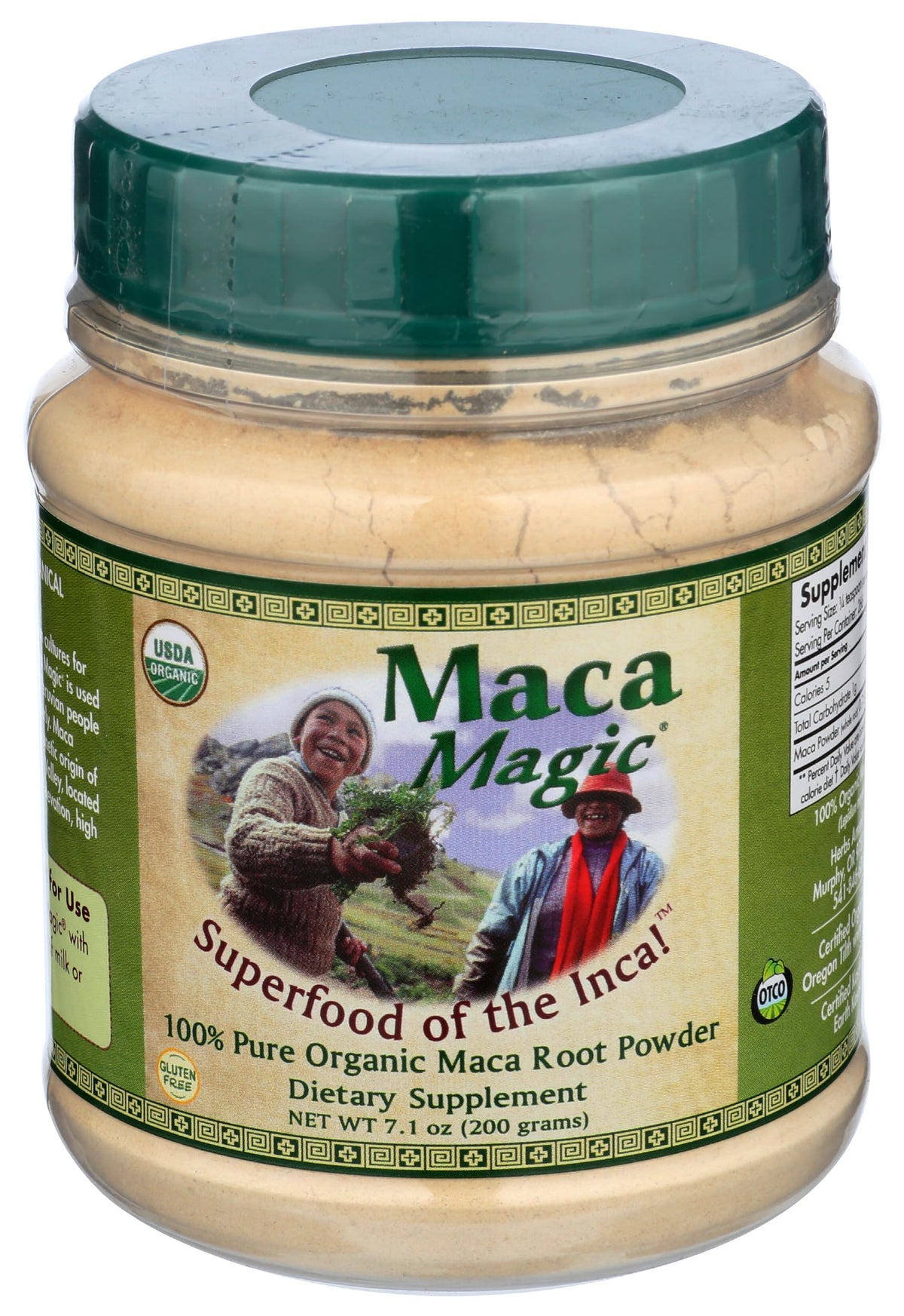 Front view of Maca Magic Organic Black Maca Powder 7.1 oz
