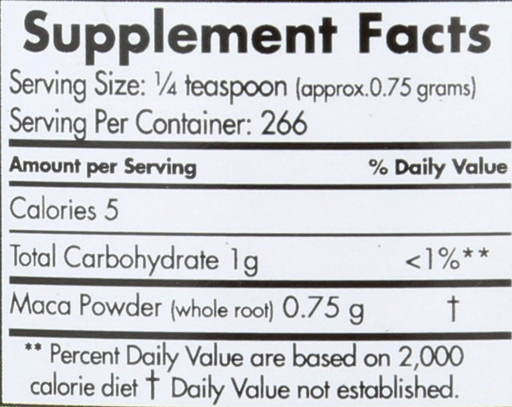 USDA Organic Maca Powder label on packaging