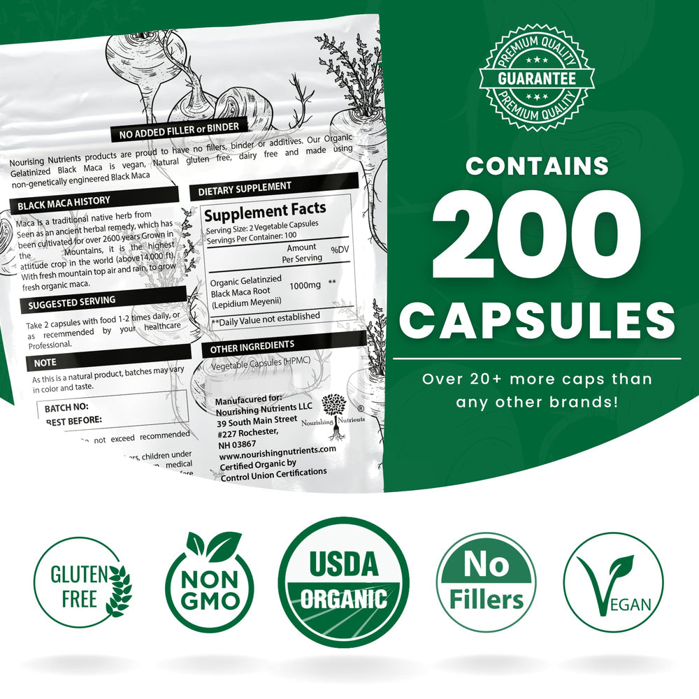 Close-up of maca root powder nutrition and ingredients