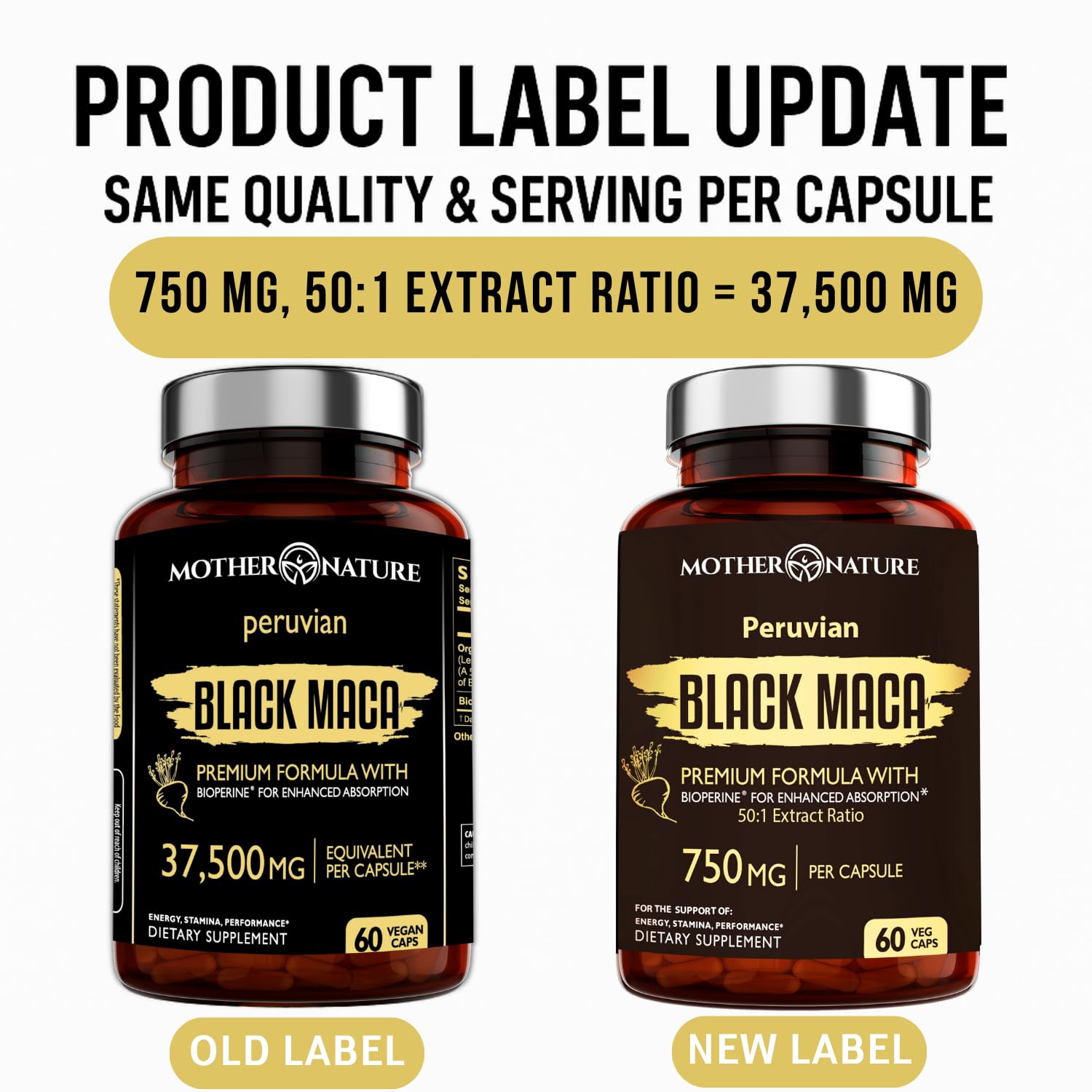 Maca root capsules promoting energy, mood, and performance