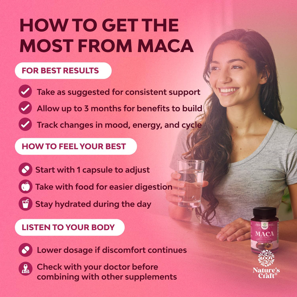 Maca root capsules blend of red, yellow, and black roots