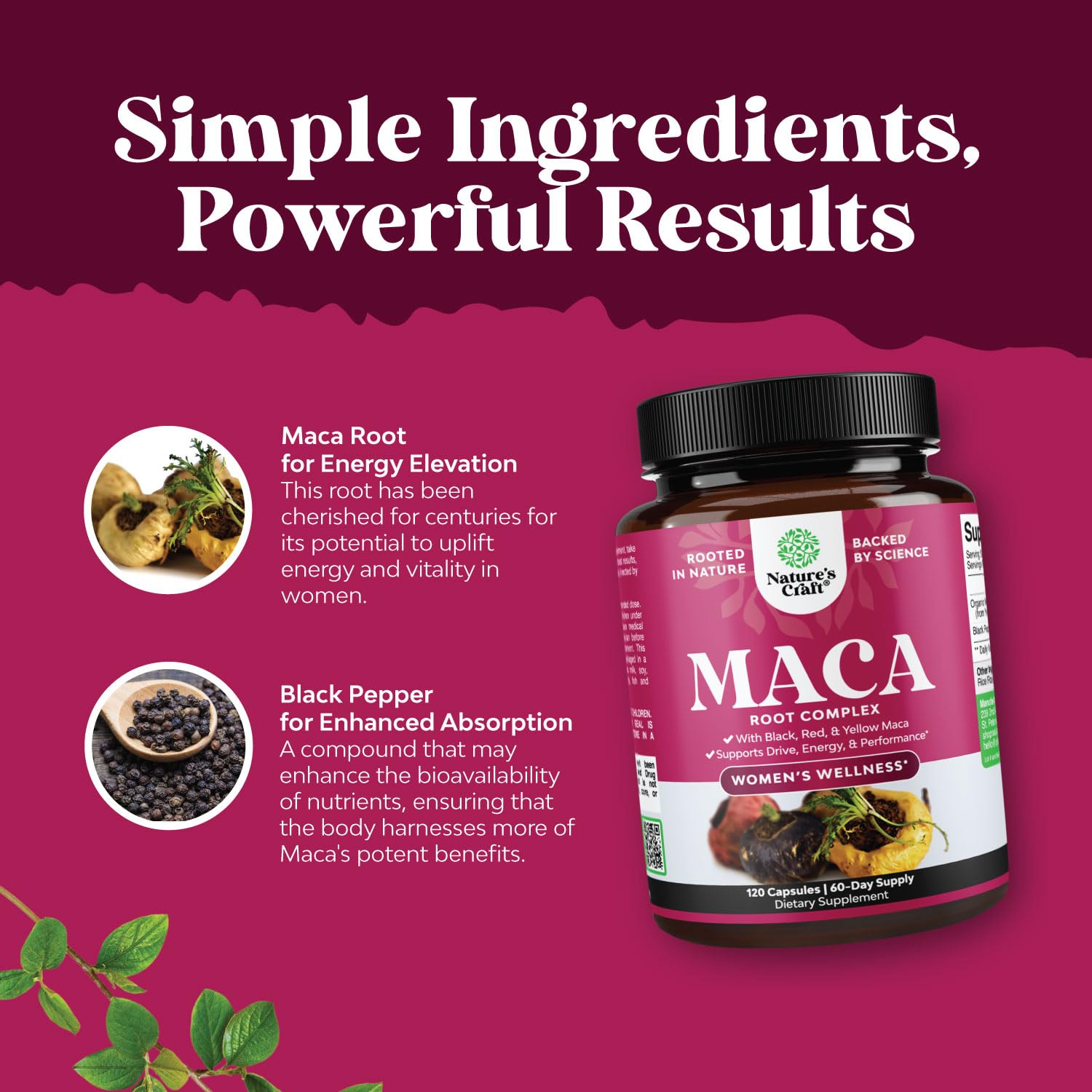 Maca Root Capsules for Women's Daily Wellness