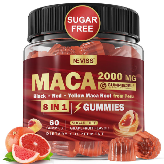 Product front view of Maca Root Filled Gummies 2000mg with grapefruit flavor