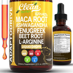 Bottle of Clean Nutra Maca Root Liquid Drops with Ashwagandha and L-Arginine