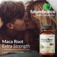 Capsules of Maca Root Extra Strength (250 count) on white