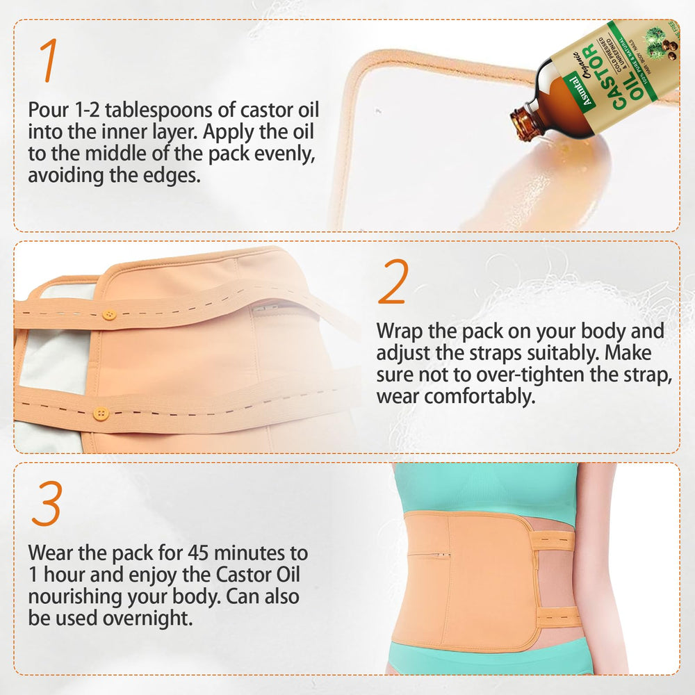 Machine-washable castor oil pack wrap