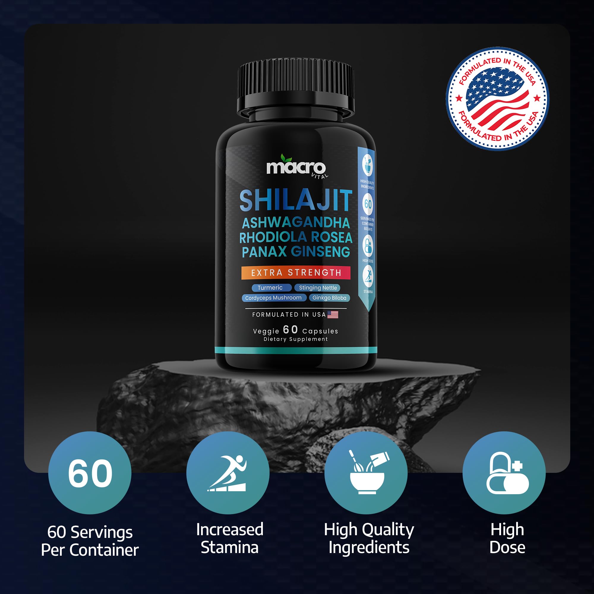 Supplement facts panel on bottle label