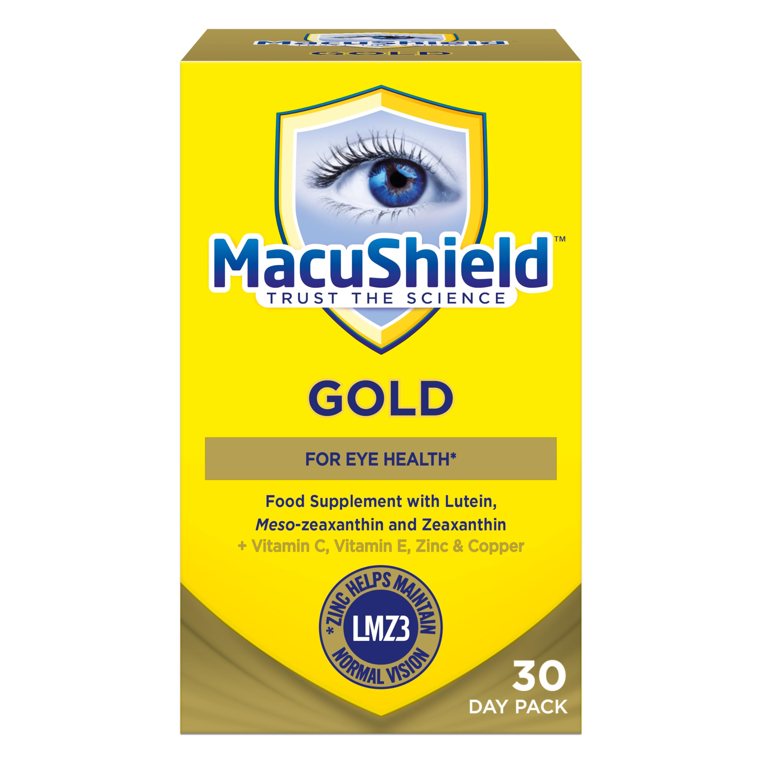 Front view of Macu Shield Gold 90 capsules