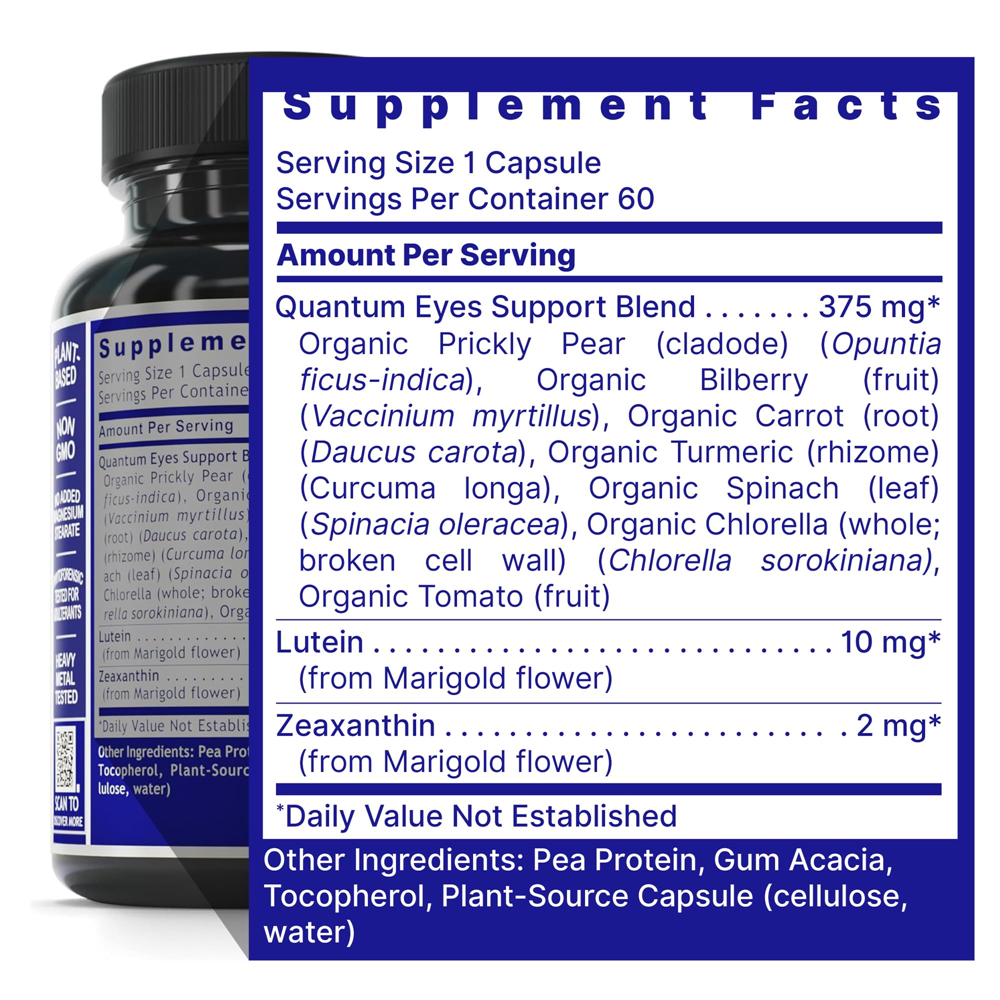 Bilberry and carrot ingredients in Eye Support formula