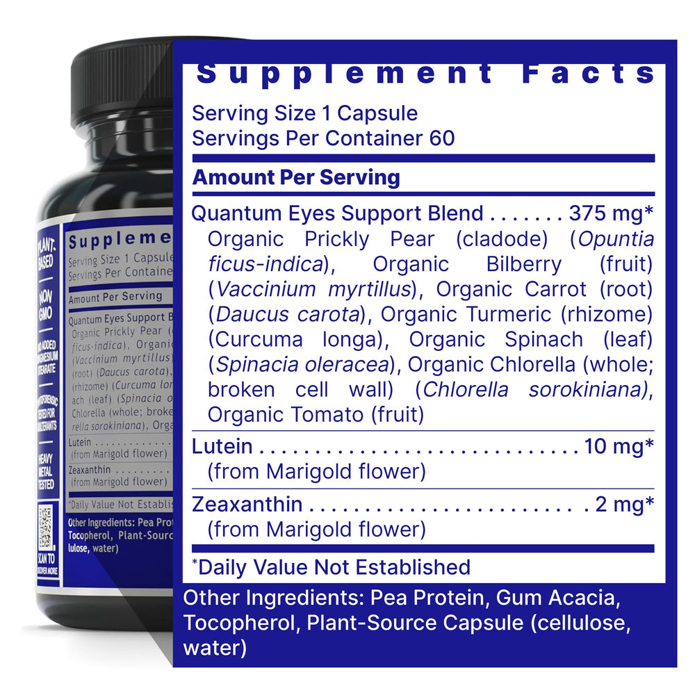 Bilberry and carrot ingredients in Eye Support formula