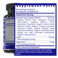 Bilberry and carrot ingredients in Eye Support formula