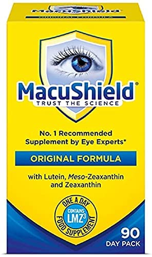 Close-up of Macushield bottle label
