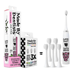 Front view of Made by Dentists Kids Electric Toothbrush with cheetah design