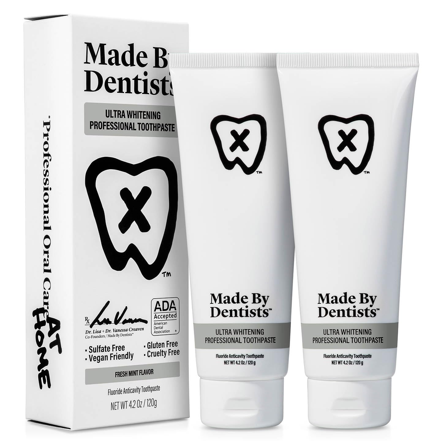 Front view of Made by Dentists Ultra Whitening Toothpaste 2-Pack