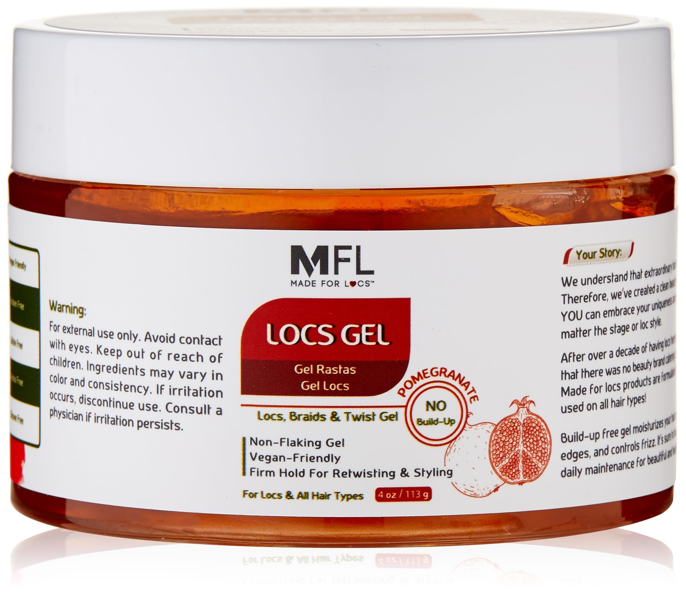 Jar side view of Made For Locs pomade showing 4 oz size