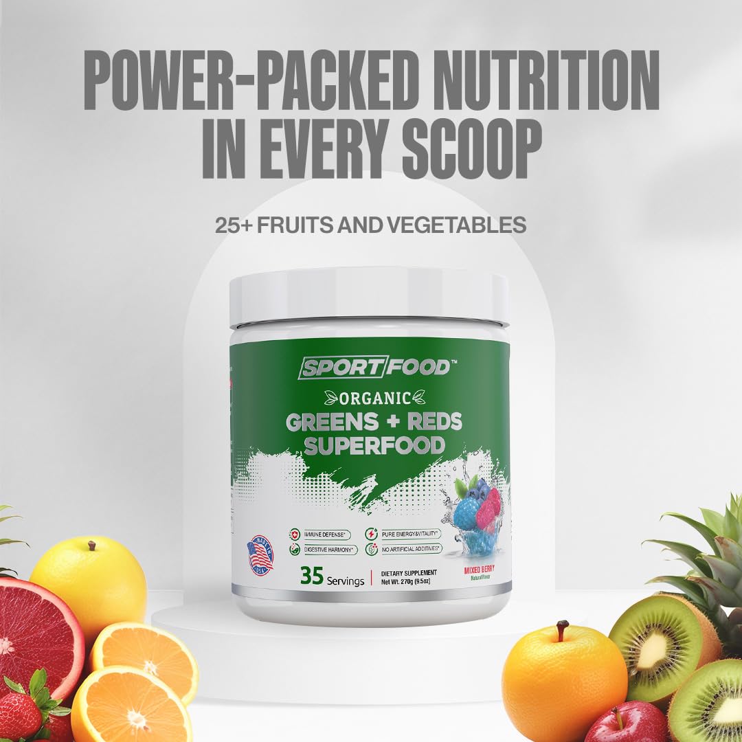 Made in America label on Greens & Reds superfood powder packaging