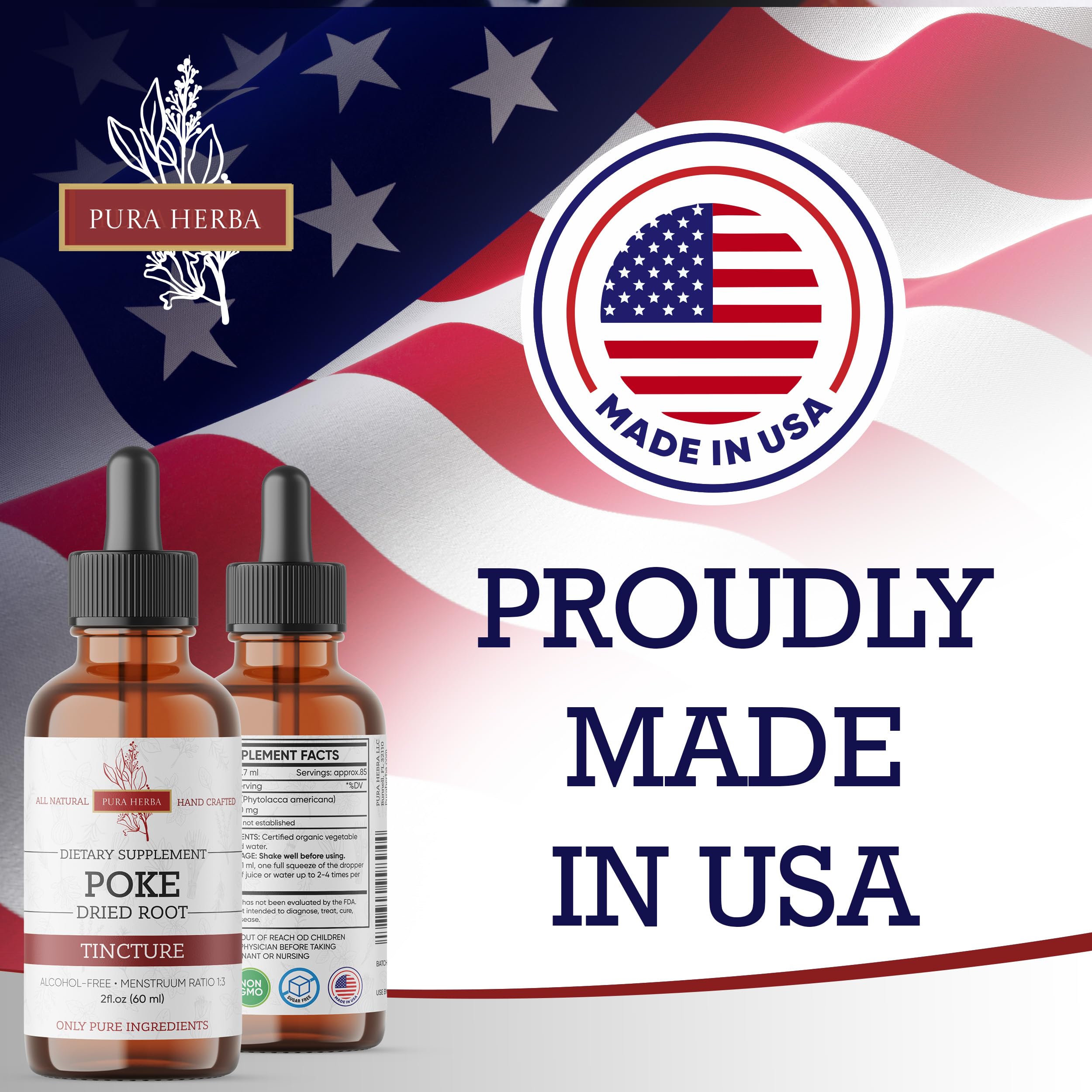 Made in USA badge on herbal tincture packaging