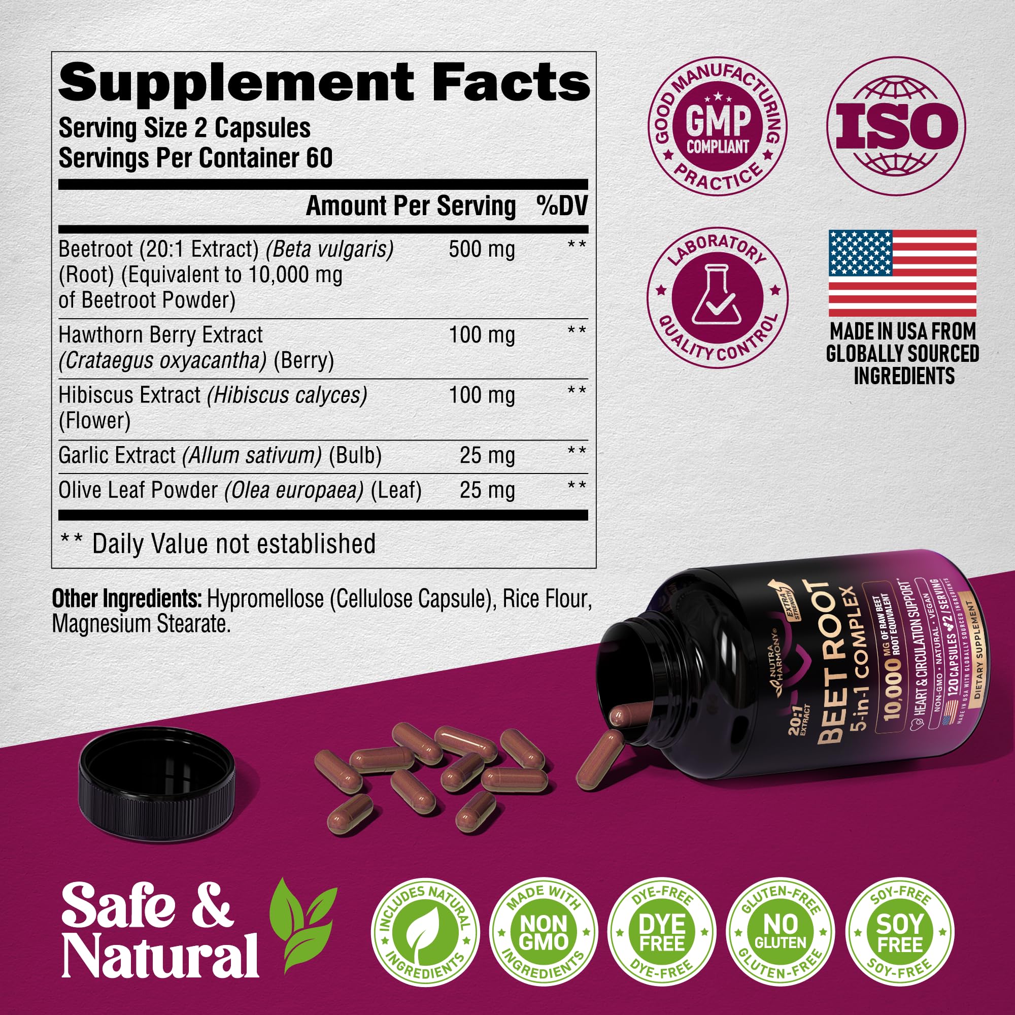 Made in USA badge on supplement packaging