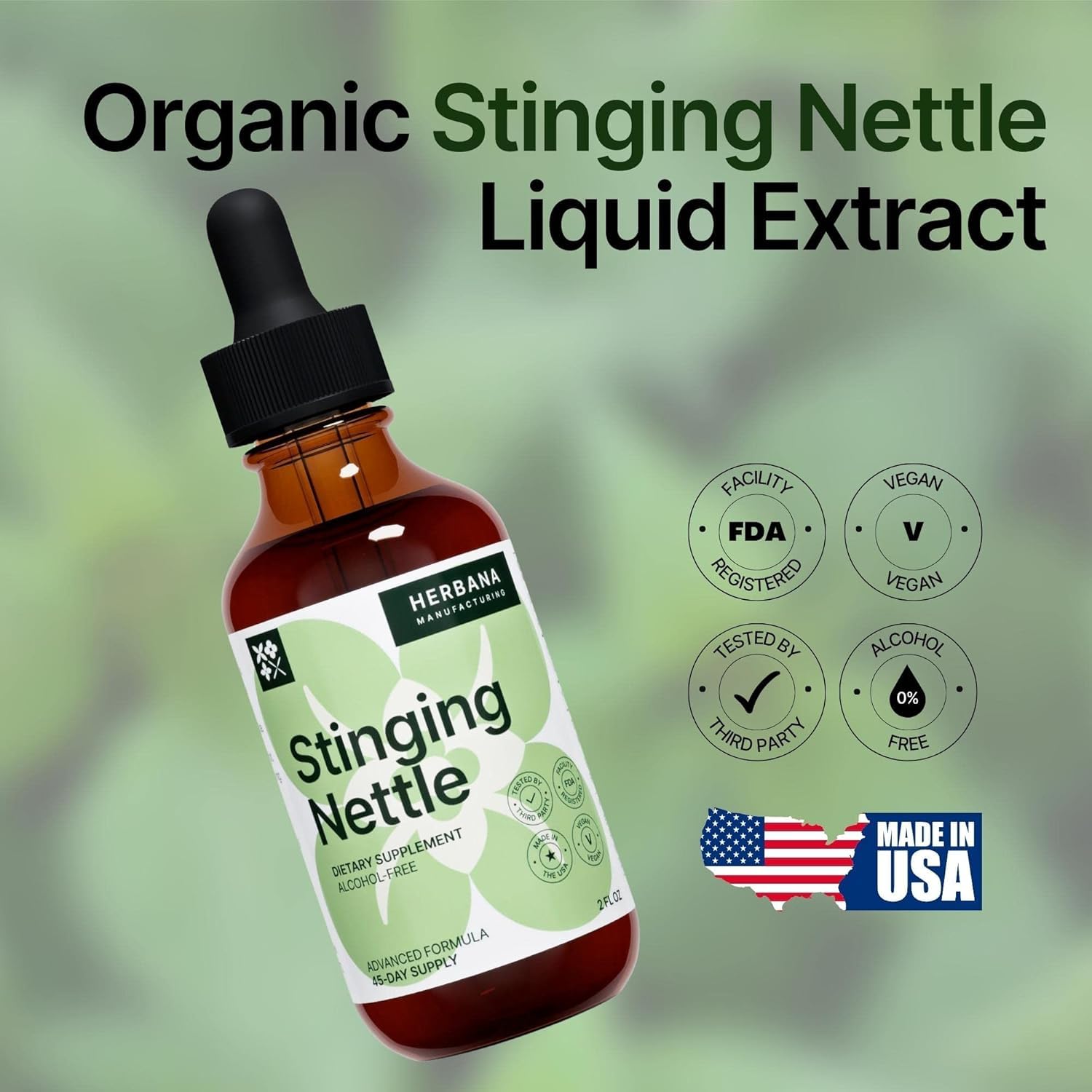 Label indicating USA-made product from California facility.