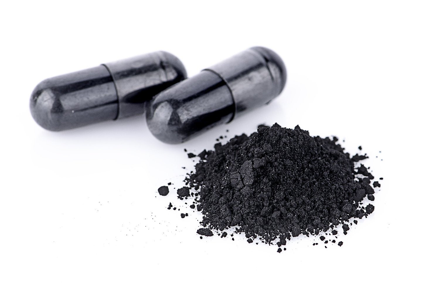 Made in USA label on Wild Foods activated charcoal capsules bottle