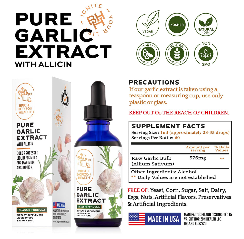 Made in USA garlic extract 2 oz bottle