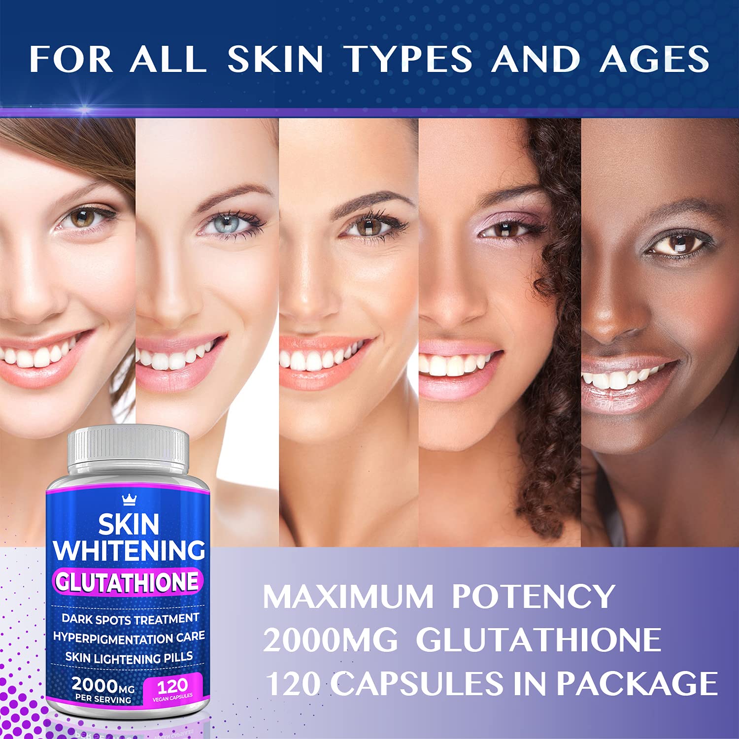 Made in USA glutathione whitening pills label