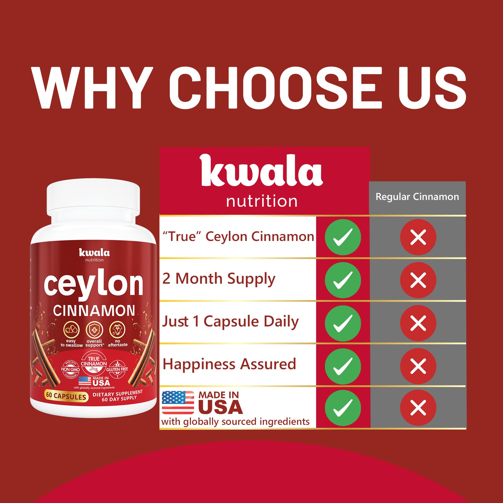 Made in USA cinnamon supplement packaging