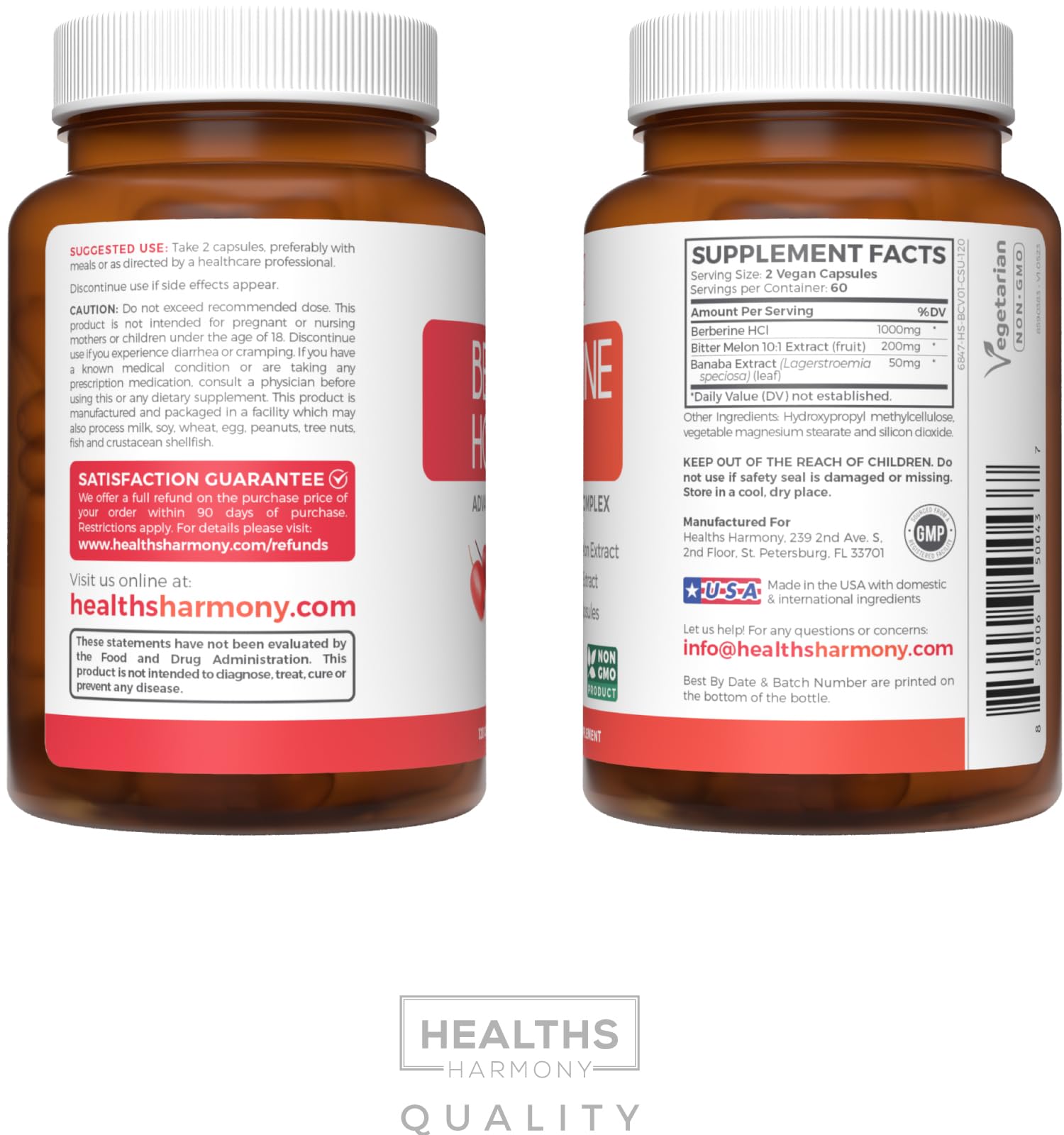 Made in USA stamp on Berberine supplement packaging
