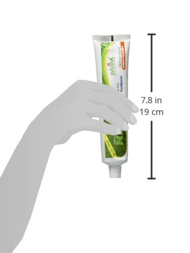 Ingredient list including neem extract, calcium carbonate, sorbitol, sodium lauryl sulphate and mint for Madina toothpaste