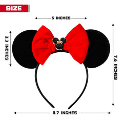 MADO pink mouse ears headband in red-black scheme, stylish and lightweight