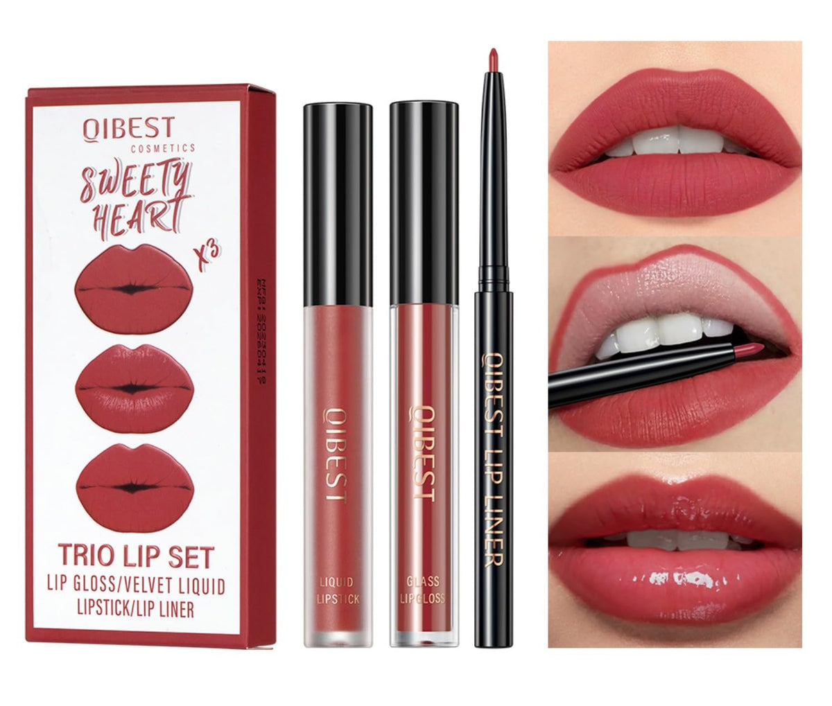 MAEPEOR all-in-one lip kit box close-up showing three integrated products