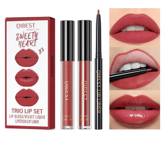 MAEPEOR all-in-one lip kit box close-up showing three integrated products