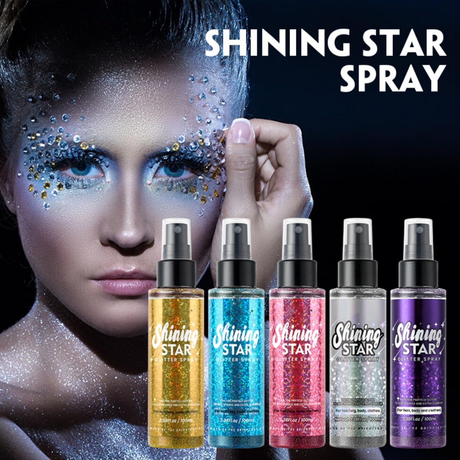 MAEPEOR Glitter Spray applied to skin for a radiant, long-lasting glow.