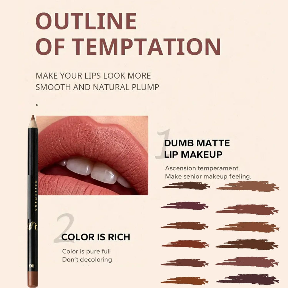 MAEPEOR lip liner 04 demonstrating waterproof, smudge-proof finish