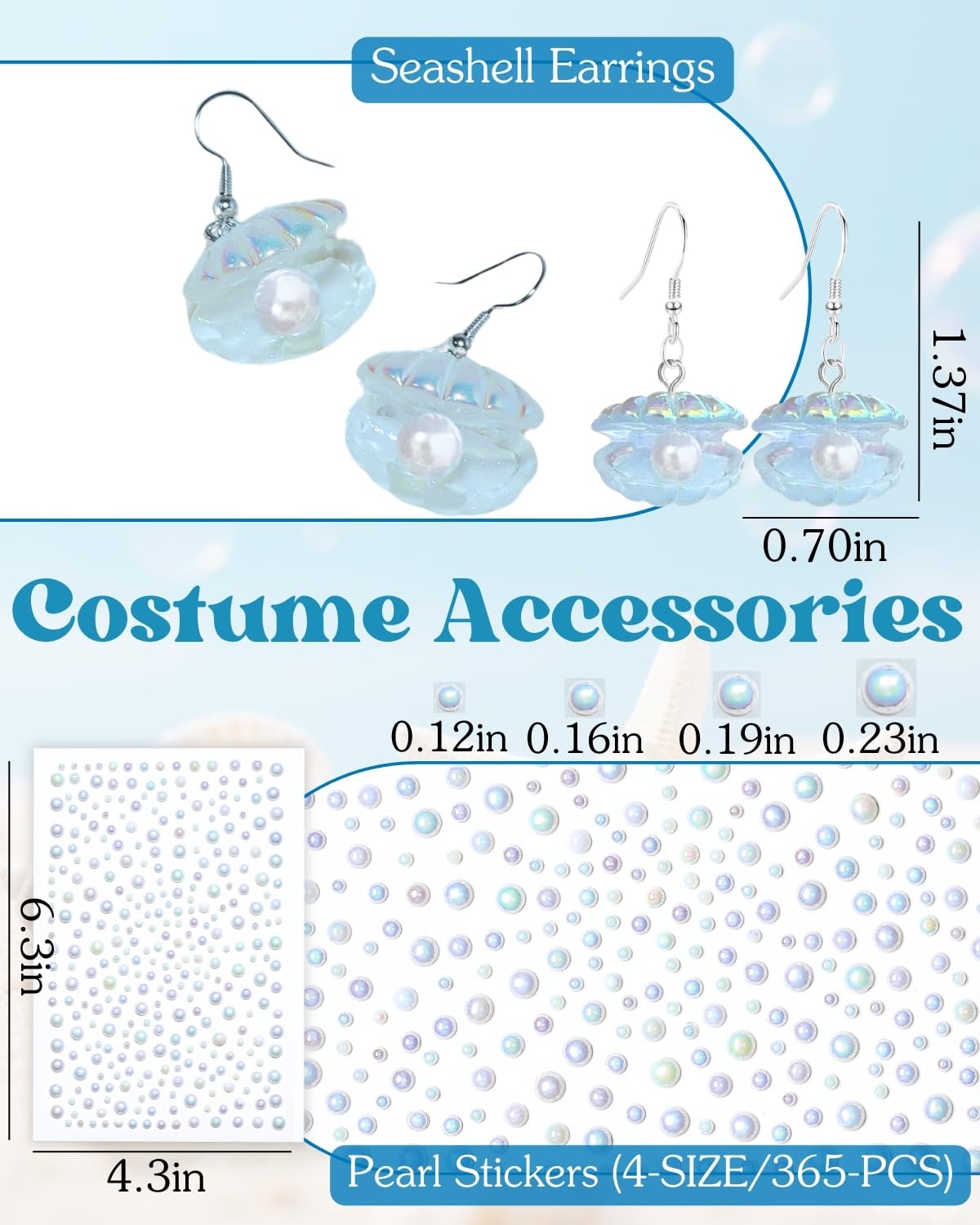 Maffuno 6-piece mermaid costume set for a complete sea-themed kit