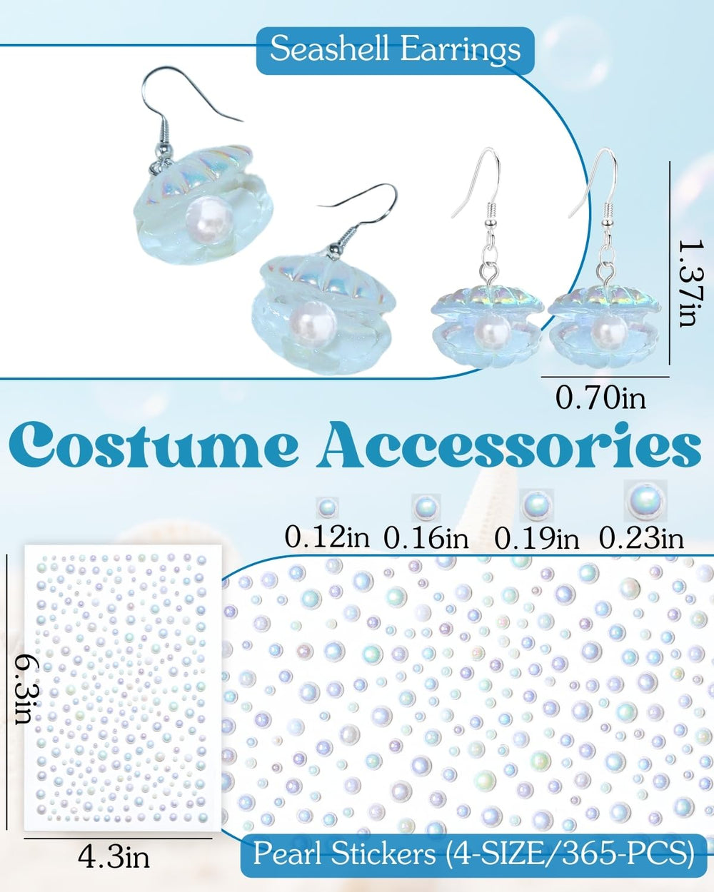 Maffuno 6-piece mermaid costume set for a complete sea-themed kit